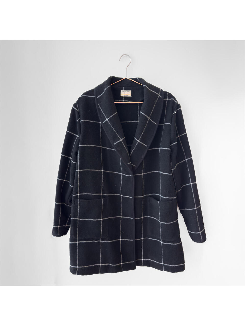 Marine Layer Black White Windowpane Coatigan Size‎ XL